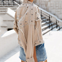 Dominique - Studded Jacket with Fur Collar