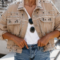 Dominique - Studded Jacket with Fur Collar