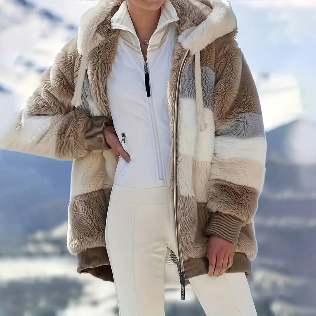 Arabella - Colour Block Sherpa Jacket — Khaki
