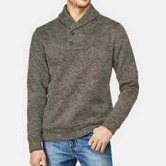 Zachary - Shawl Collar Button Jumper — Brown