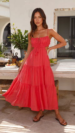Clementine - Strapless Tiered Midi Dress