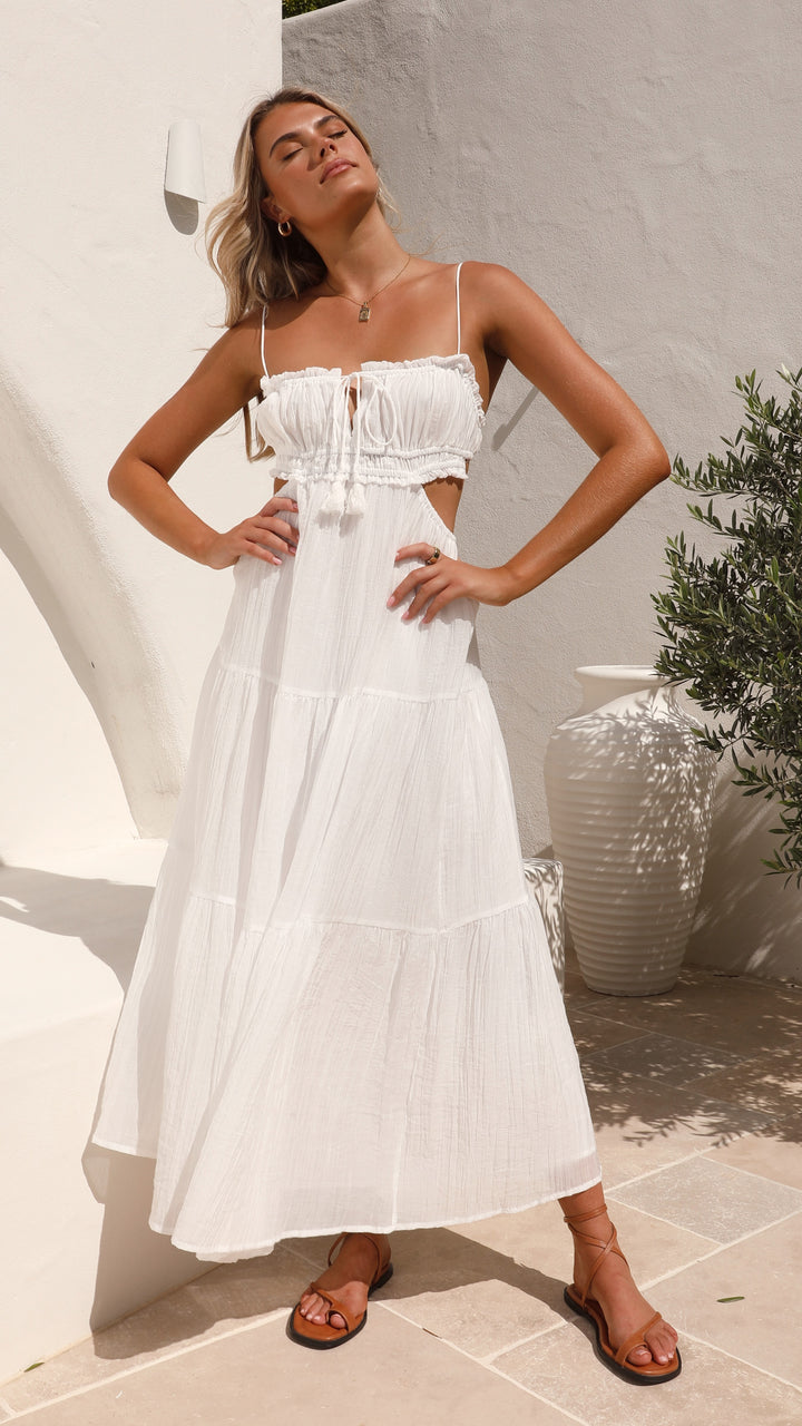 Clementine - Strapless Tiered Midi Dress