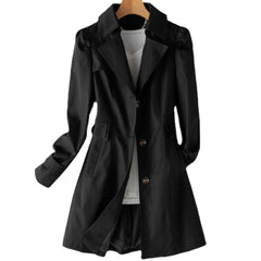Catherine - Fitted Long Coat with Buttons — Black