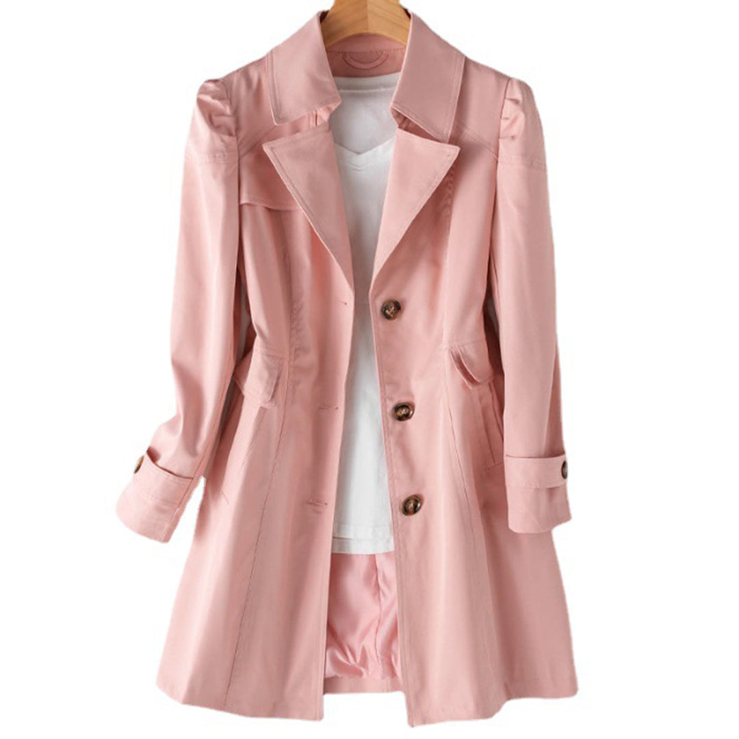 Catherine - Fitted Long Coat with Buttons — Pink