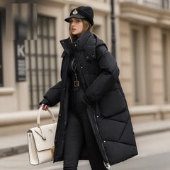 Annabelle - Belted Long Puffer Coat — black_lara