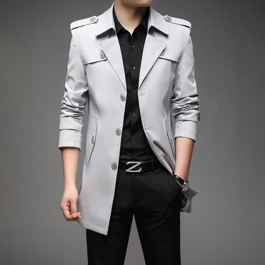 Quentin - Double Breasted Trench Coat — Light grey