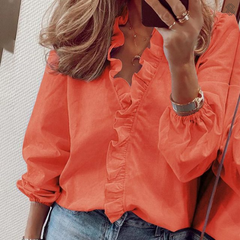 Liana - Ruffle Trim Blouse — Orange
