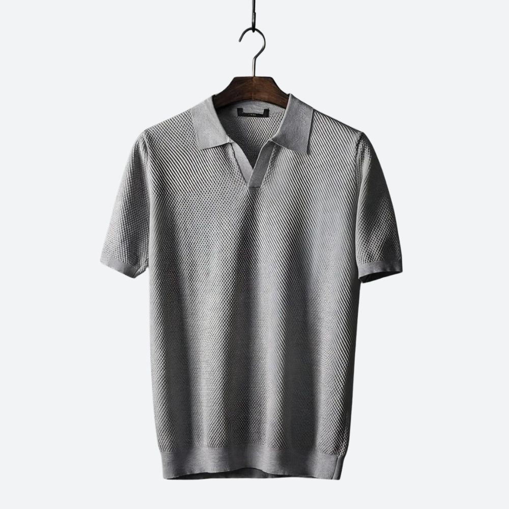 Martin - Open Collar Knit Polo — Grey