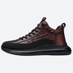 Theodore - Textured Leather Trainers — Brown