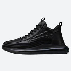 Theodore - Textured Leather Trainers — Black