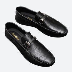 Tristan - Leather Buckle Loafers — Black