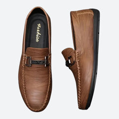 Tristan - Leather Buckle Loafers — Brown
