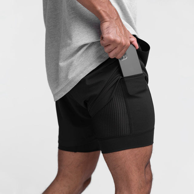 Sebastian - Two in One Gym Shorts — Black - Black Lining