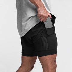 Sebastian - Two in One Gym Shorts — Black - Black Lining