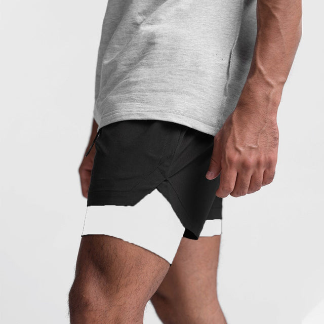 Sebastian - Two in One Gym Shorts — Black - White Lining