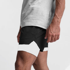 Sebastian - Two in One Gym Shorts — Black - White Lining