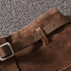 Cecilia - Corduroy Belted Mini Skirt