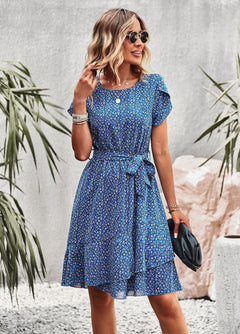 Gabrielle - Ditsy Print Tiered Mini — Blue
