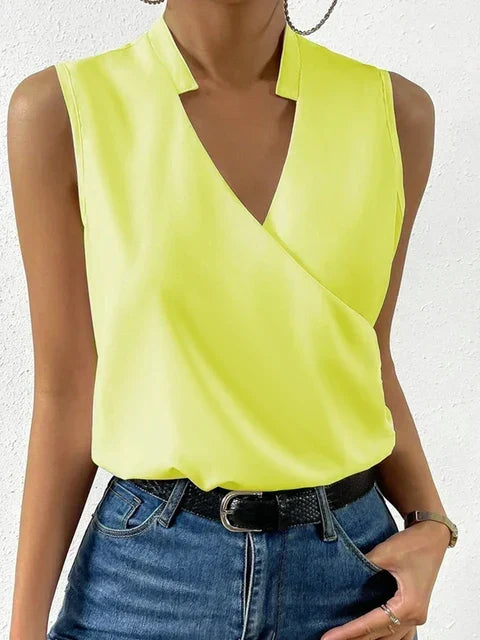 Tessa - Sleeveless Wrap Top — Yellow