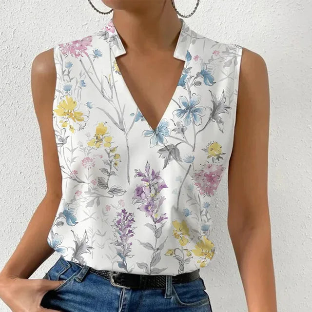 Tessa - Sleeveless Wrap Top — Flowers 2