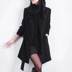 Phoebe - Belted Wool Trench Coat — Black