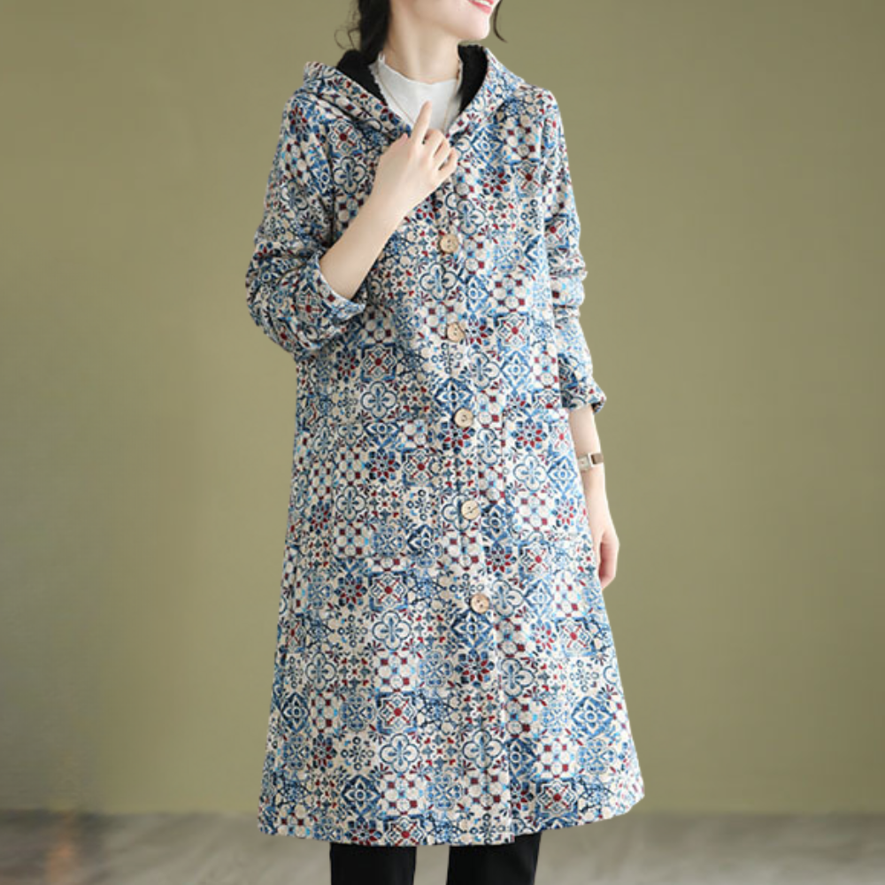 Bettina - Floral Print Long Coat