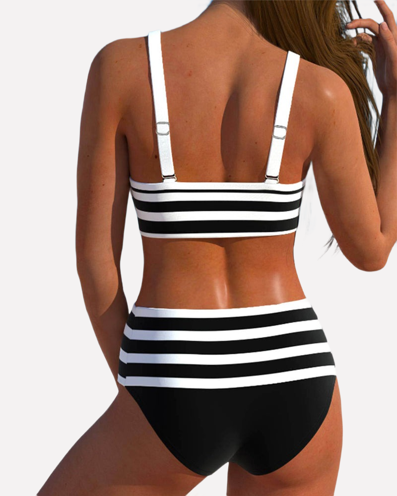 Perrine - Striped Bow Front Bikini