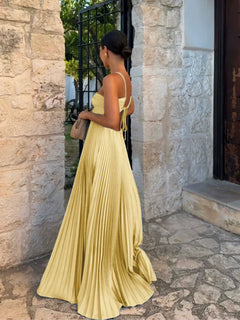 Kimberley - Pleated Maxi Dress with Straps