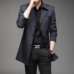 Quentin - Double Breasted Trench Coat — Navy Blue