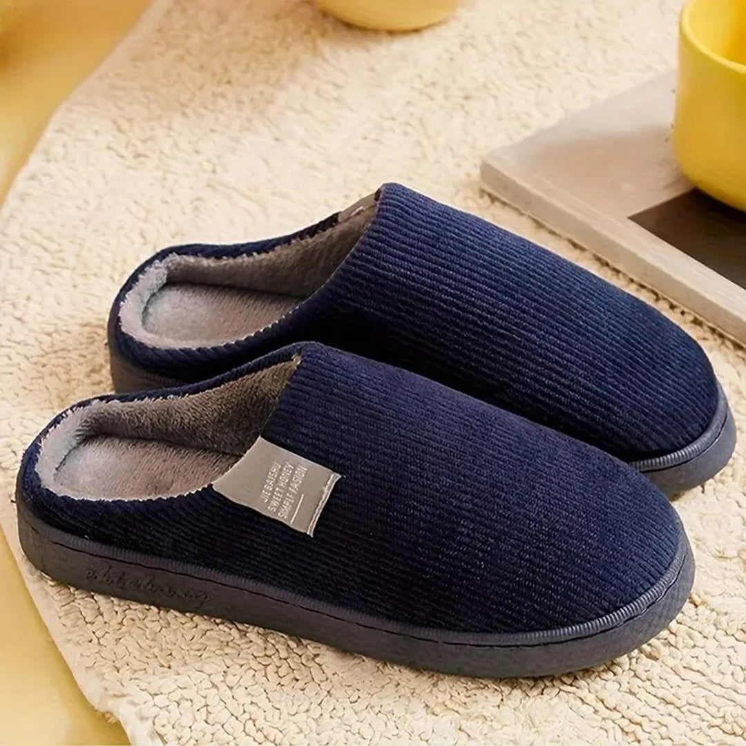 Arlette - Corduroy House Slippers — Navy blue