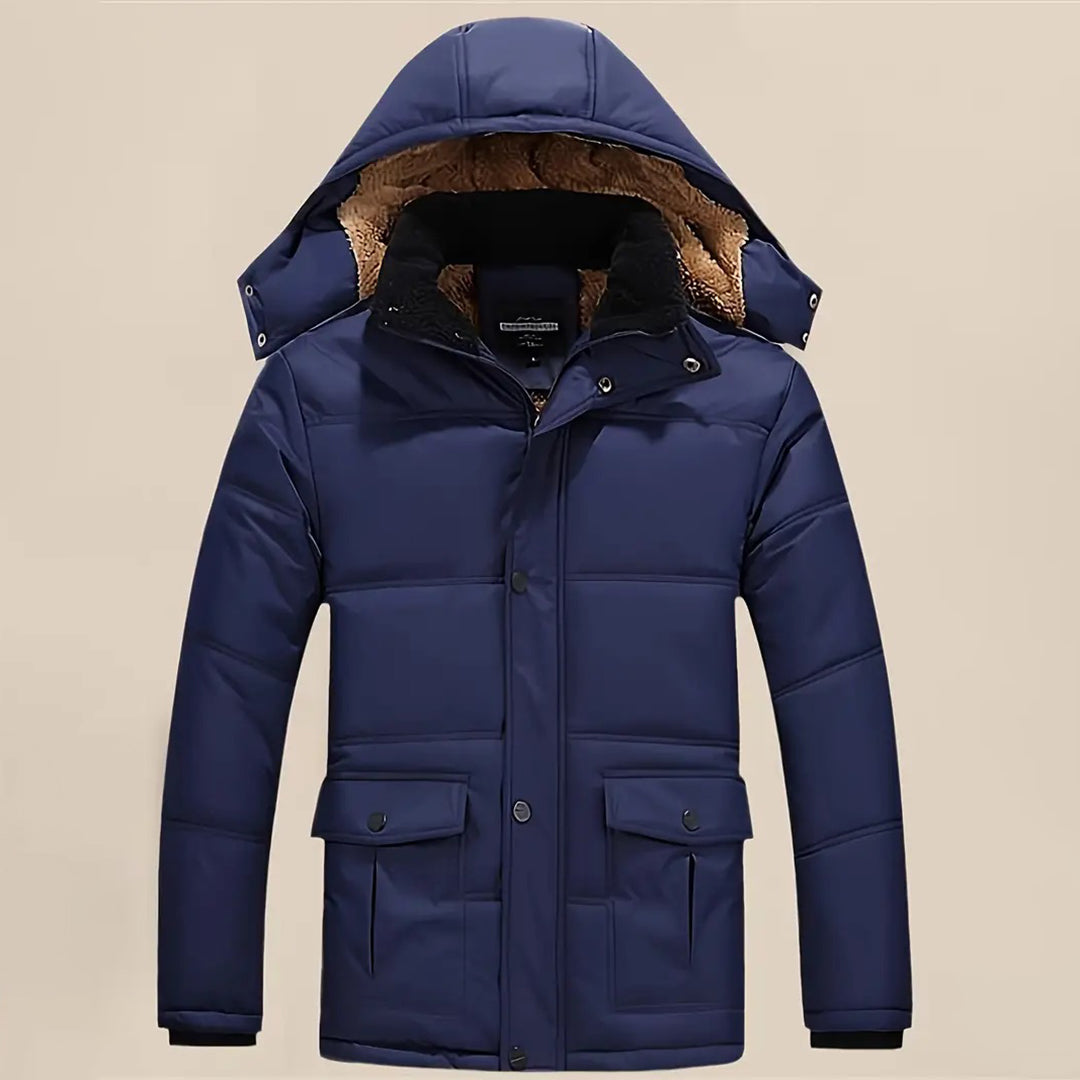Hamish - Fur Lined Hooded Parka — Navy blue