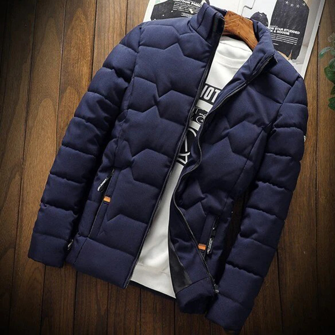 Fernanda - Quilted Stand Collar Puffer — Marine