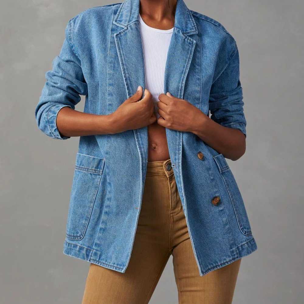 Nessa - Longline Denim Jacket — Blue