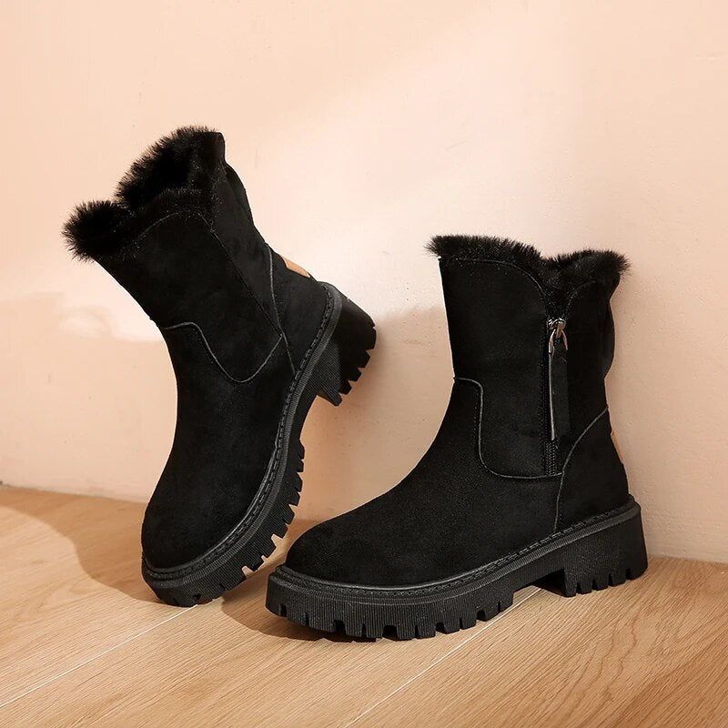 Ursula - Fur Lined Suede Boots — Black