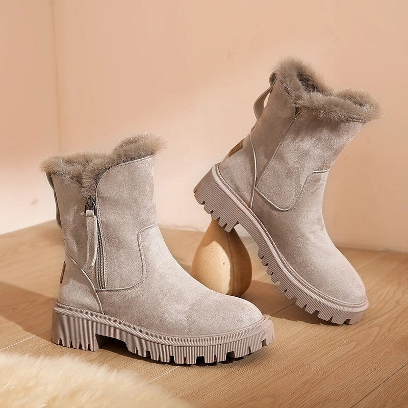 Ursula - Fur Lined Suede Boots — Grey