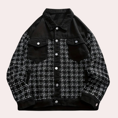 Grayson - Tweed Panel Trucker Jacket — Black