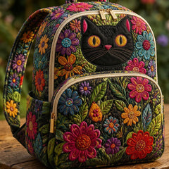 Naomi - Black Cat Quilted Backpack