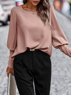 Alicia - Satin Blouse with Cuffs — Pink