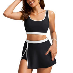 Roberta - Sporty Bikini with Skort — Black