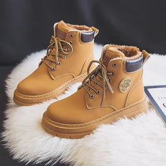 Mila - Fleece Lined Worker Boots — Brown
