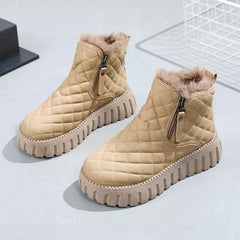 Celeste - Quilted Fur Lined Boots — Coffee