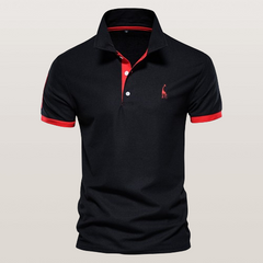 Marguerite - Polo Shirt with Contrast Trim — Red/Black