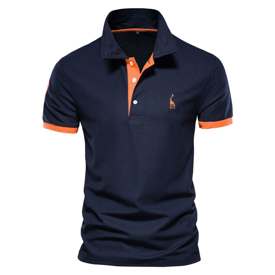 Marguerite - Polo Shirt with Contrast Trim — Navy Blue