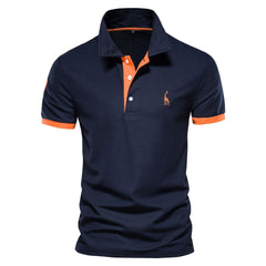 Marguerite - Polo Shirt with Contrast Trim — Navy Blue