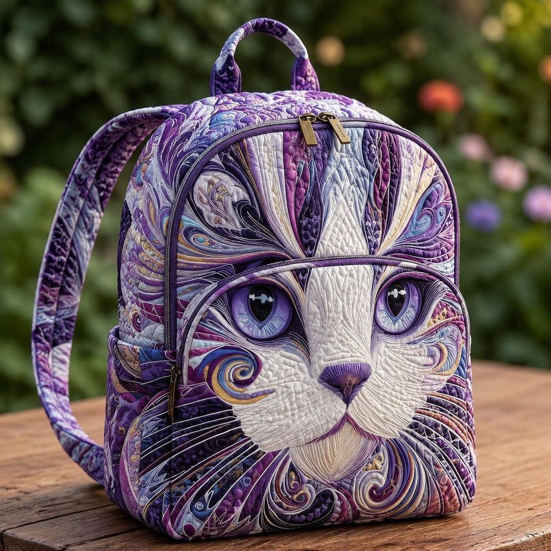 Zoya - Violet Cat Quilted Backpack