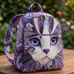 Zoya - Violet Cat Quilted Backpack