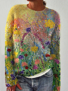 Sofia - Jumper with Iris Print — Lemon yellow