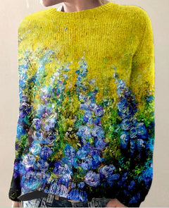 Sofia - Jumper with Iris Print — Yellow