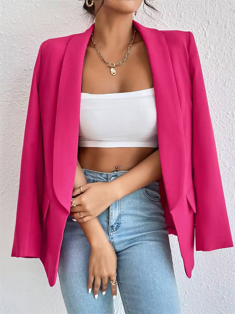 Lucy - Draped Cape Blazer — Pink
