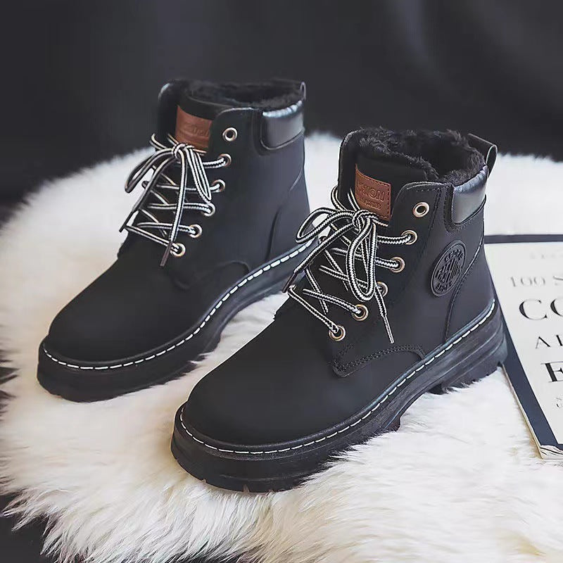 Mila - Fleece Lined Worker Boots — Black